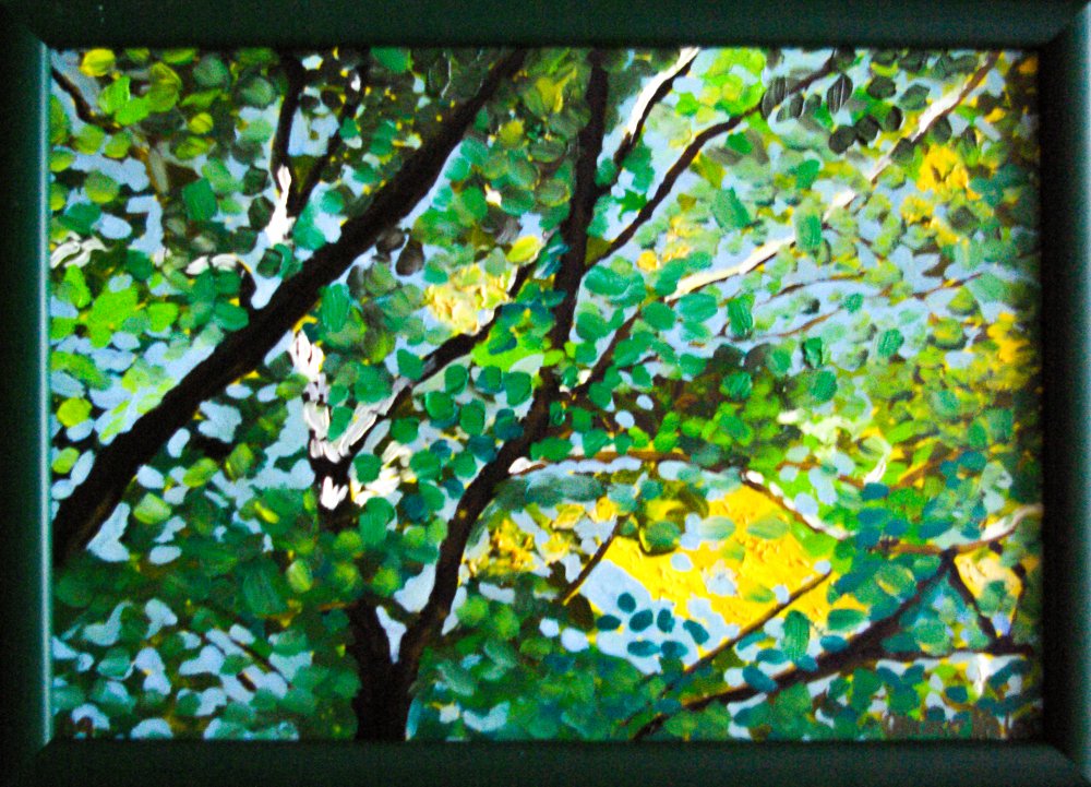 2009 — (14) Průhled lesem (Včelný), A,O,S, cca. 25x35cm